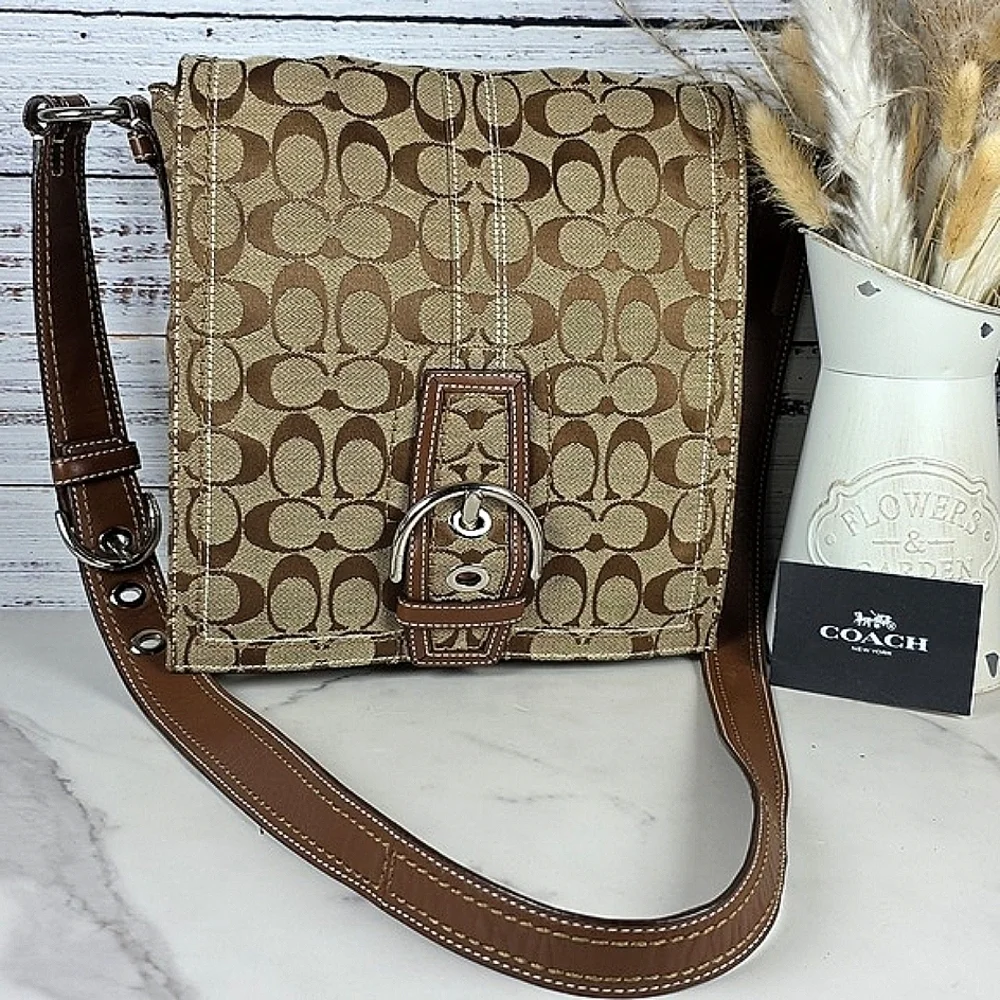 RARE COACH SOHO VINTAGE MESSENGER SHOULDER CROSSBODY BAG #10082 TAN BROWN SIGNAT